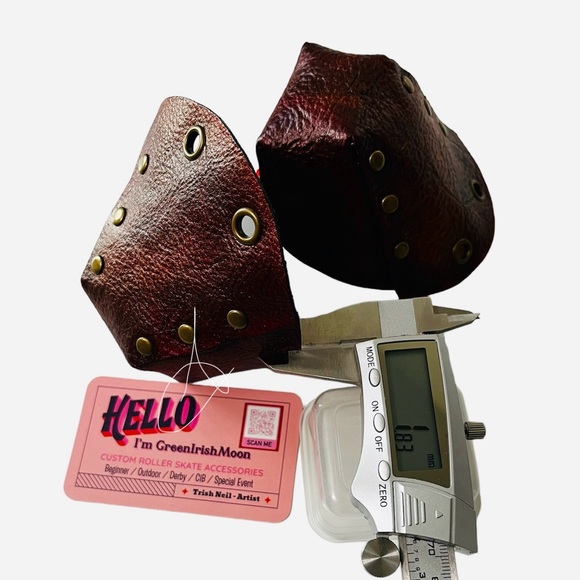 Oxblood leather roller skates toe guards    Roller skate toe caps - Picture 2 of 8